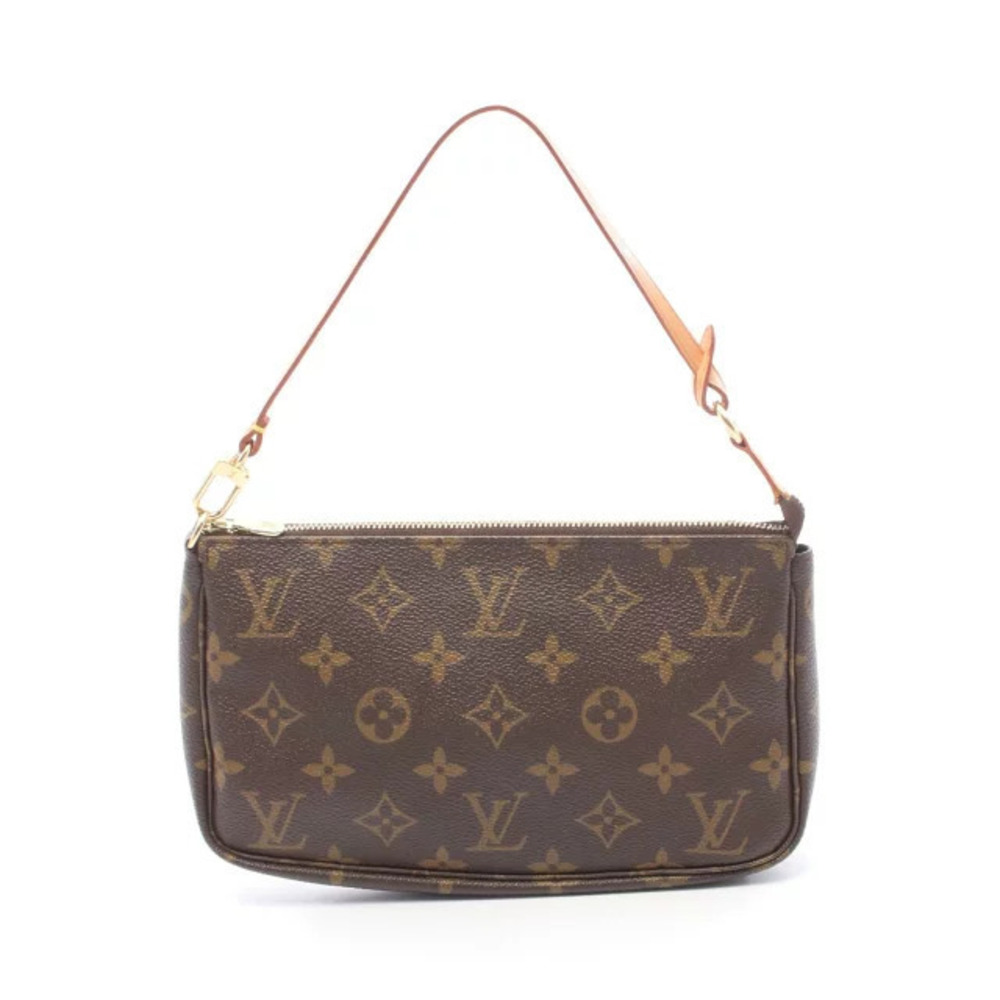 Louis Vuitton Pochette Accessoires Handbag Canvas Leather Monogram Brown